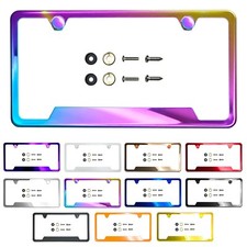 License Plate Frame Stainless Steel With Metal Screw Caps Bottom Corner Cut Out