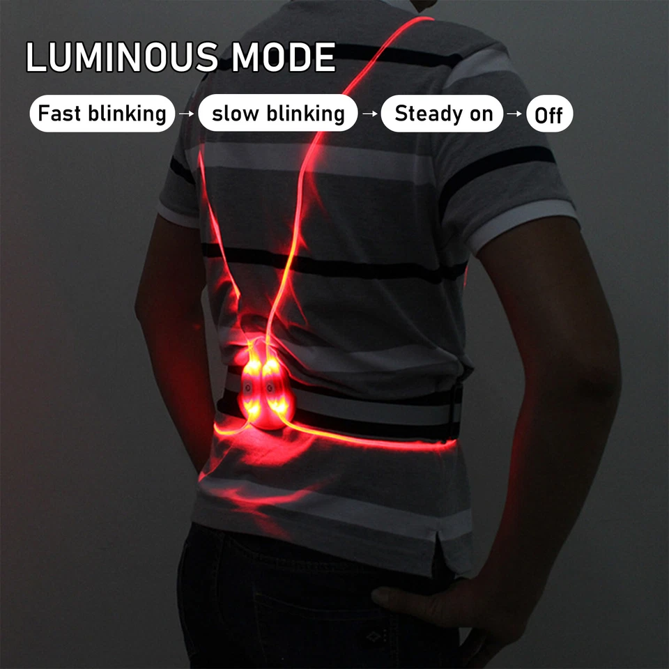 Running Safety Vest Belt Led Reflective Waistband Cycling Scooter Sports Costume - Image 3 of 4