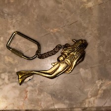Vintage Brass Scuba Diver Keychain Key Ring Snorkeling