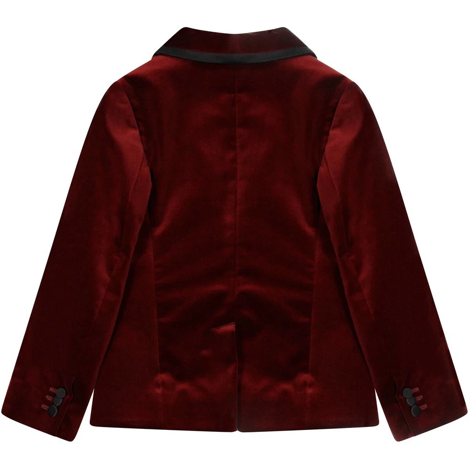 NWT Gucci Boy’s Bordeaux Red/Black Trim Velvet Shawl Collar Blazer Tux size 6Y - Image 2 of 4