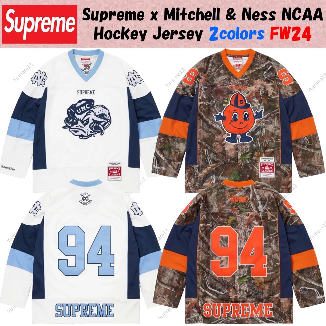 Supreme x Mitchell & Ness NCAA Hockey Jersey 2colors FW24 | eBay