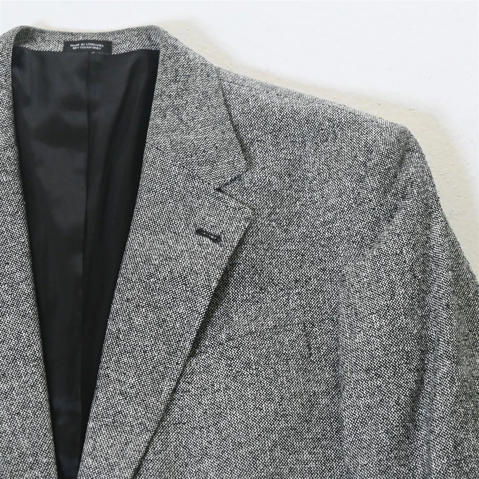John Ashford 44L Gray 100% Silk Soft Tweed Mens Blazer Suit Jacket Sport Coat - Image 2 of 4