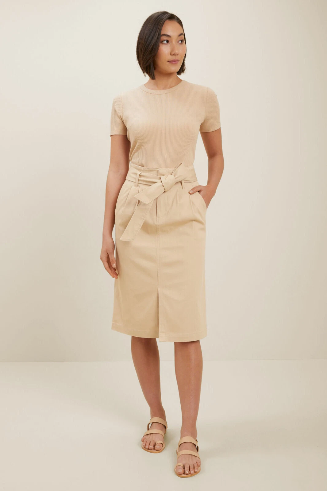 NWT Seed Heritage Belted Skirt in 'Neutral Sand' - AU 8