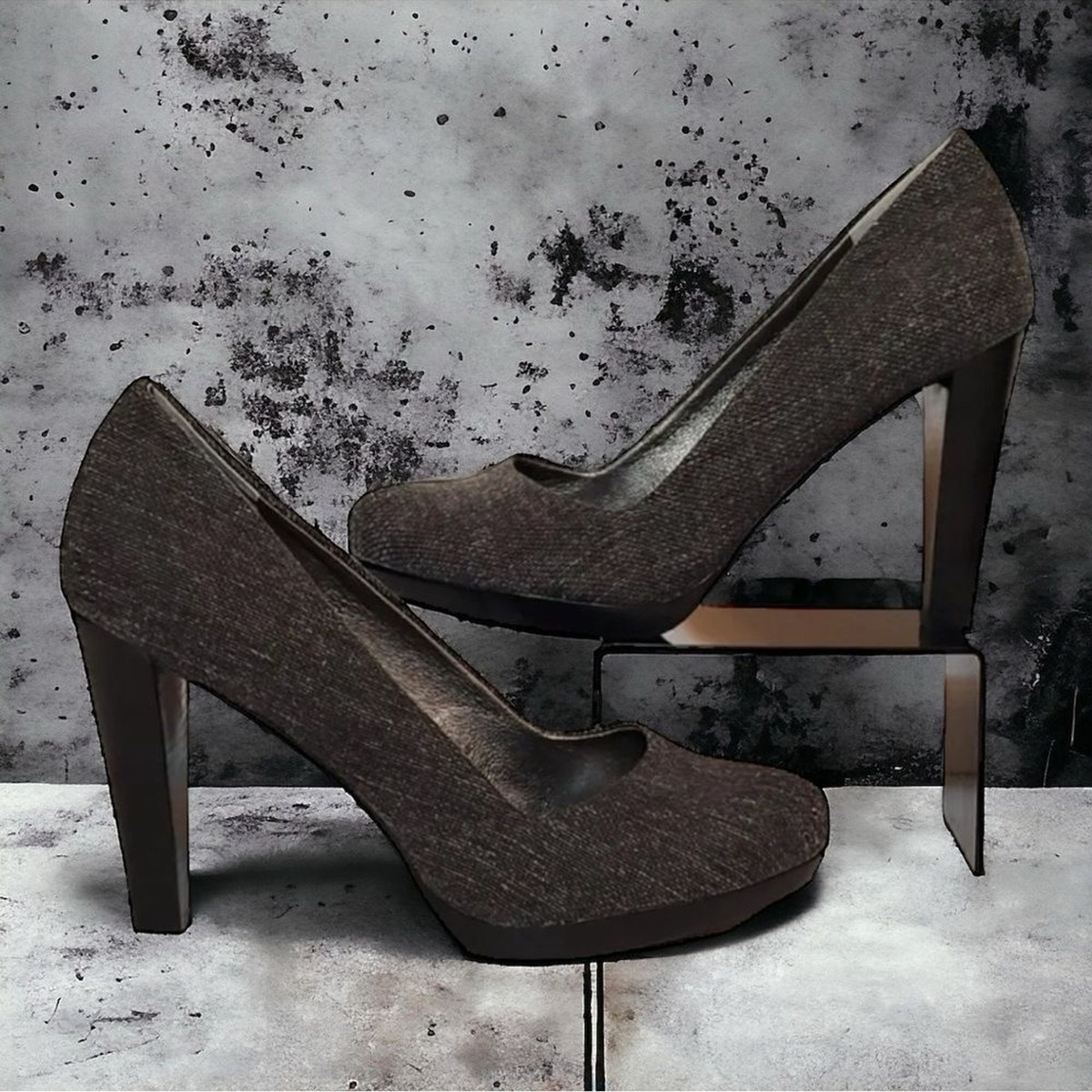 Banana Republic Heels Union Stacked Block Heel Pumps Slate Wool