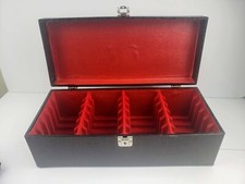 Vtg 8 Track Tape Faux Crocodile Leather Black Carrying Case 24 Tape Red Interior