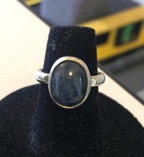 Sapphire Ring Silver Genuine Stone Approx 4 Ctw Cabochon. Handmade