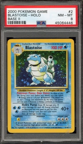 Pokemon Blastoise Base Set 2 Holo Rare #2 PSA 8