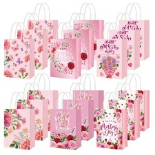 30 PCS Mother's Day Gift Bags with Handle Floral Paper Treat Bags Mother's Day