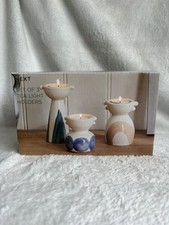 Next Set of 3 Tealight Holders - New In Box - Ceramic Boho Style Home Decor