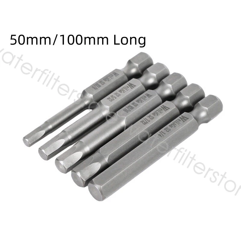Hex Head Magnetic Screw Driver Bit Imperial Allen Key Impact Power Drill 1/4" S2 - image 2 of 4