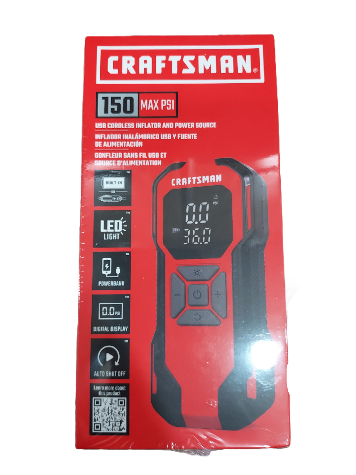CRAFTSMAN PORTABLE AIR INFLATOR rechargeable 12-VOLT LITHIUM ION CMXPTXA1201