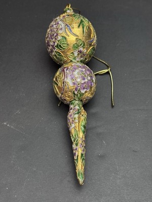 Dillards Cloisonne Finial Christmas Ornament Gold Tone 