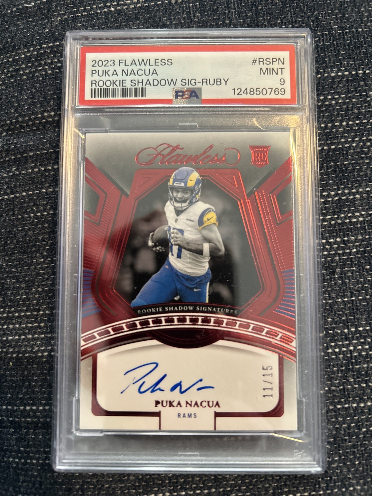 Puka Nacua Panini Flawless Rookie Shadow Signatures #RSPN Ruby