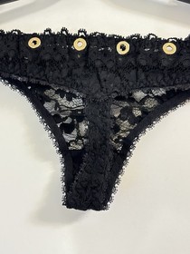 NWT Agent Provocateur STEVIE Lace Thong Black Lace 2 S Boudoir Vamp Luxury