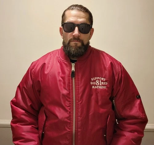 * RARE * HELL'S ANGELS HIGHLANDS Charter Support RED WINTER JACKET - product listing photo