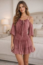 Flying Tomato Cold Shoulder Mini Dress Washed Raspberry Color Small NWT