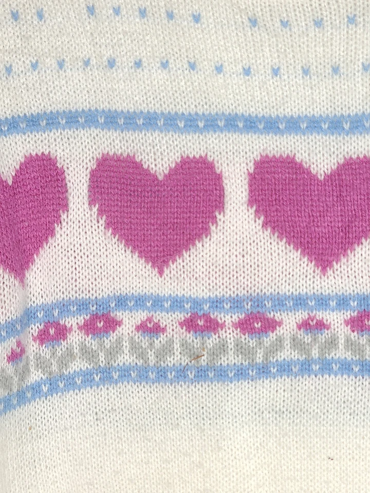 Vtg 80s Pink Hearts Sweater Intarsia NOS Gitano M 100% Acrylic Retro Mall Teen - Image 4 of 4