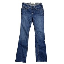 ARIAT Mid Rise Bootcut Jeans Women  s 29L Size 29x34 Blue Jean Whipstitch AW5685