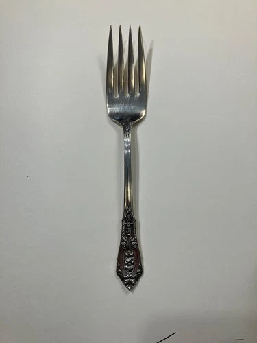 SALE Wallace Rose Point Sterling Silver VTG Flatware Cold Meat Srvng Fork 8 1/8"