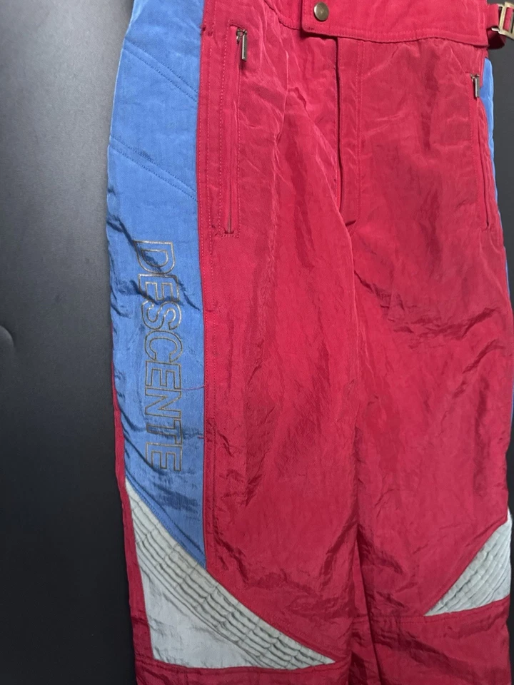 Descente Ski Overalls One Piece Snow Bib Red Vintage 80s 90s Mens 34 M - Large - Image 2 of 4