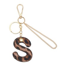 Initial Letter Keychain Letter S - Leopard Alphabet Key Chain, Gold