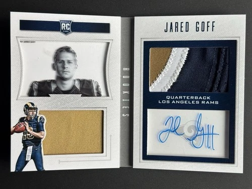 2016 PANINI PLAYBOOK JARED GOFF ROOKIE PATCH AUTO BOOKLET GOLD /75 #101