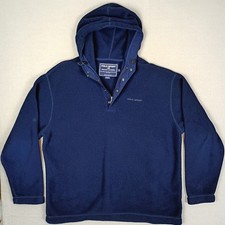 VTG Polo Sport Ralph Lauren Navy Fleece Quarter Snap Hoodie XXL Made in USA
