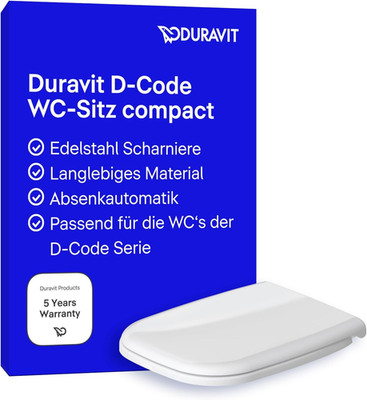 Duravit Wc-Sitz D-Code Compact, Toilettendeckel Mit Absenkautomatik, Klodeckel A