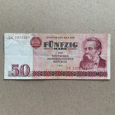 Engels Germany Democratic Rep. DDR East German Currency, 50 Mark 1971 Banknote