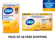 Dial Antibacterial Deodorant Bar Soap, Advanced Clean, Gold, 4 oz, 8 Bars 2 Pack