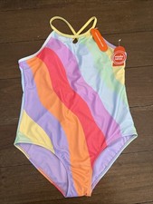 Wonder Nation Girls Swimsuit With UPF 50 1-Piece Multicolor Size XXL-18