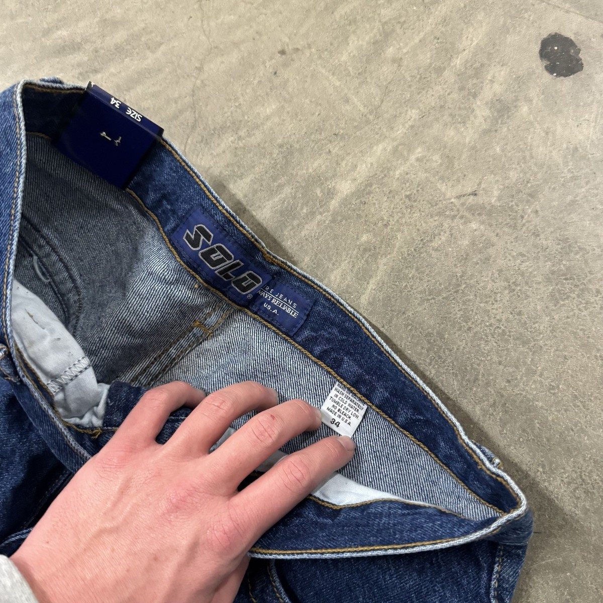 Vintage Solo Semore Baggy Denim Embroidered Medium Wash Jeans