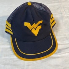 Vintage West Virginia Mountaineers Trucker Hat 3 side Stripe Snapback Hat