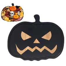 13.3Lx11W Halloween Pumpkin Cutting Board, Wooden Cheese Tray, Gothic