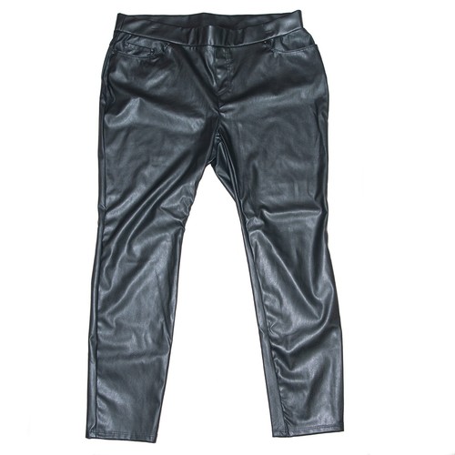 Leggings, Black Faux Leather, Ankle length, High Rise Waist, Woman Size XL