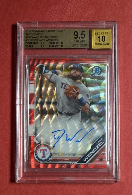 2019 Bowman Chrome Draft Auto Davis Wendzel /5 Redwave Refractor BGS 9.5 Auto 10