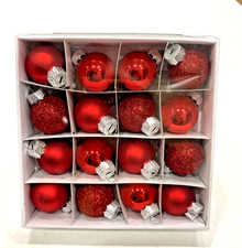 Ashland Christmas Noel Red Mini Glass Ornament Pack Of 16 New .9 in/25 mm