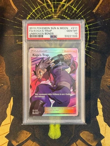 Pokemon Koga's Trap 211/214 Unbroken Bonds Full Art PSA 10