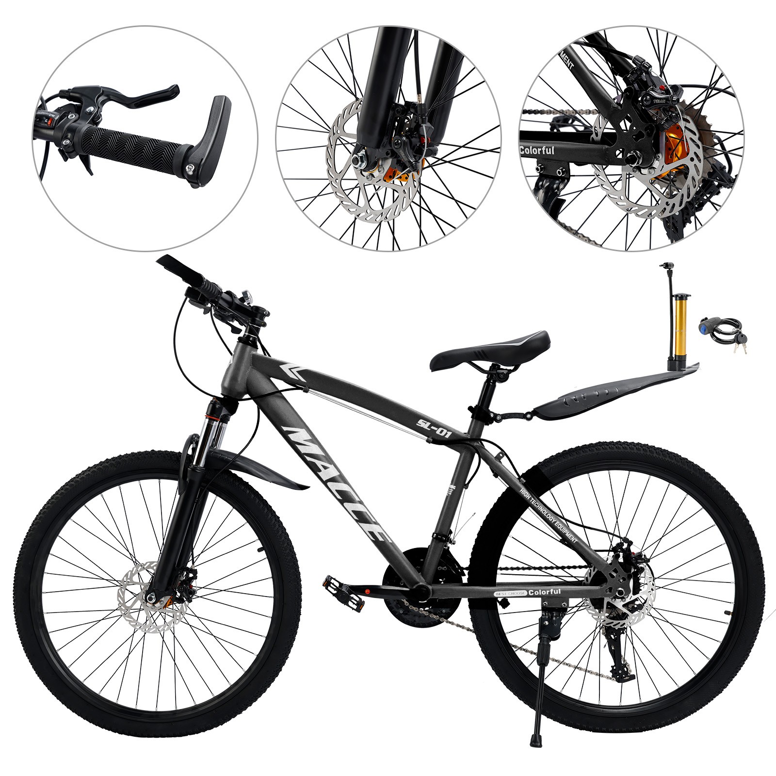 27.5" Black 27 speed double disc brake Suspension Fork mount