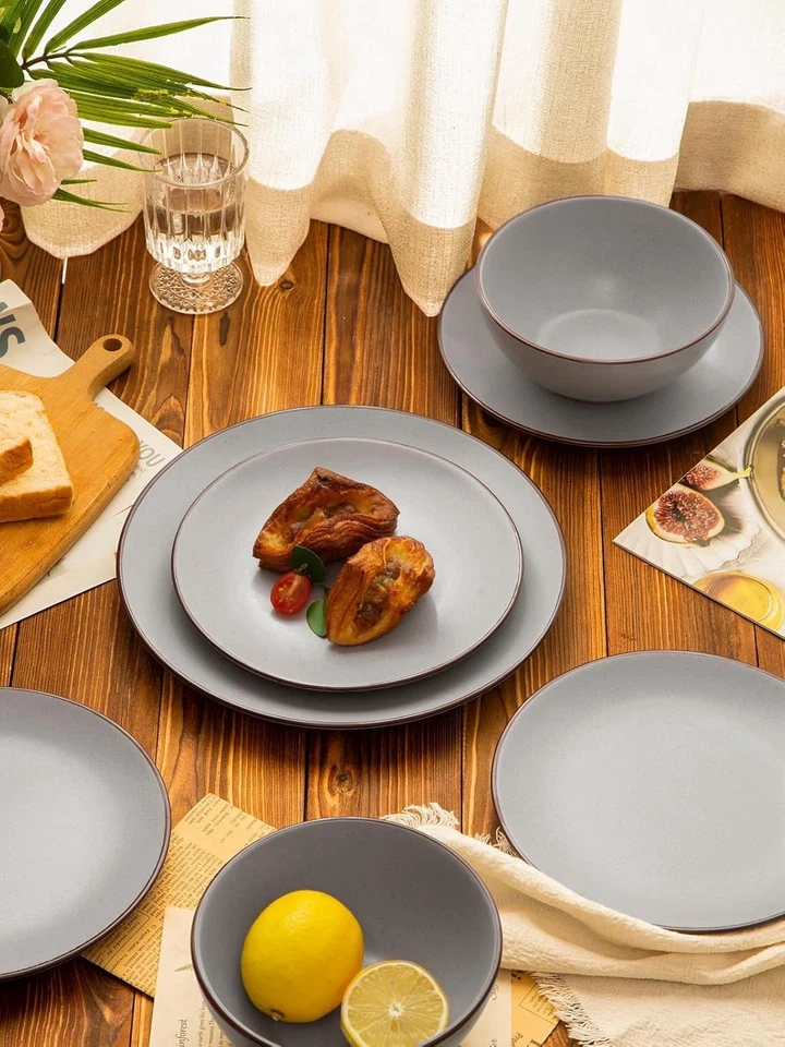 Conjuntos de pratos e tigelas Venus, 12 peças conjuntos de louça salpicados de grés, di... - Imagem 4 de 4