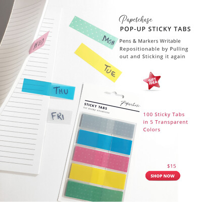 100 Sticky Tabs Printable Colored Index Maker Writable Plastic GIFT15 ID PTB01