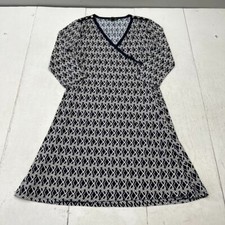 Lauren Ralph Lauren Navy Blue Geometric Print Long Sleeve Dress Women's Size XL
