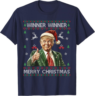 Winner Winner Merry Christmas Trump Santa Ugly Sweater Xmas Sweatshirt T-Shirt
