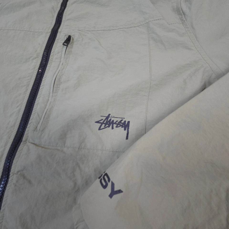 vintage Stussy Jacket Mens XLARGE biege y2k zip nylon winter long sleeve Size XL - Image 2 of 4