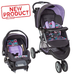 purple car seat and stroller combo