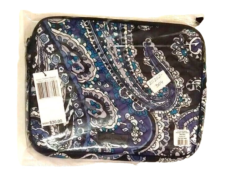 NUEVO CON ETIQUETAS Vera Bradley Funda para Tableta Acolchada Estuche Cubierta Bolso en Azul Cachemira Noche Profundo Foto 2 de 4