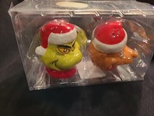 Dr. Seuss The GRINCH and MAX Ceramic Salt and Pepper Shaker Holiday Set