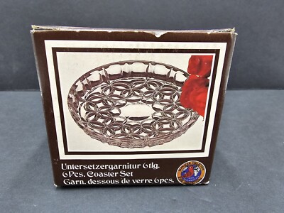 Hofbauer Collection Crystal Coaster Set of 6 Molded 24%Lead