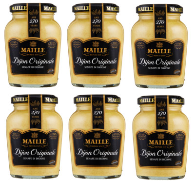 6x Maille Dijon Original Senape di Digione Senf Mustard Glasgefäß von 215g
