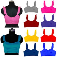 Women's Blouse Ruffle Strap Designer Sweetheart Neck Choli Readymade Cropped Top